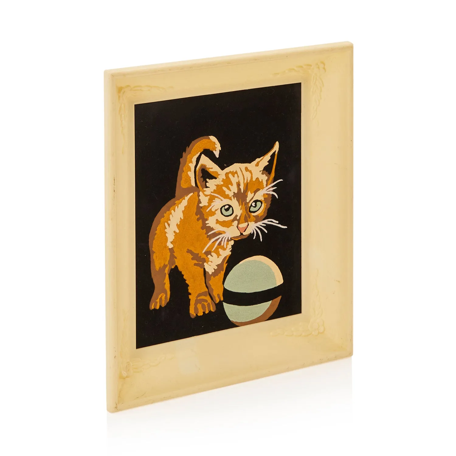 00.29 (A D) Framed Kitten Painting with Ball