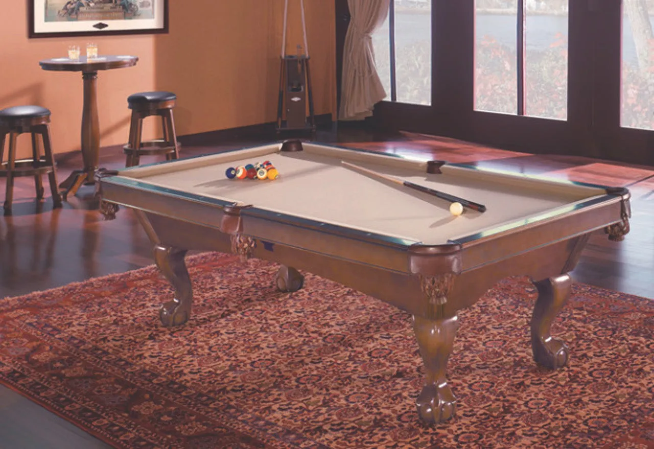 8' Tremont Ball and Claw Pool Table - Chestnut Finish