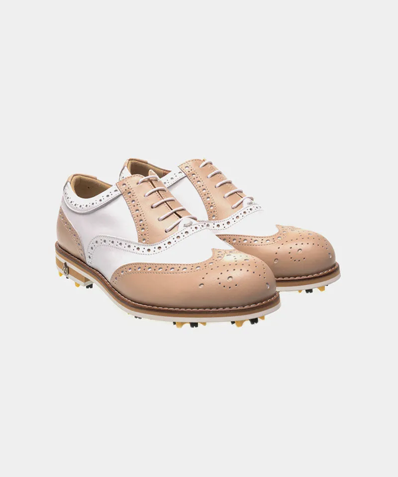 ALL CLASSIC Golf Noble Wingtip Classic Golf Shoes - Beige