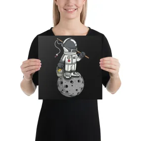 Astronaut | Moon | Fishing | Pop Art | Wrapped Canvas