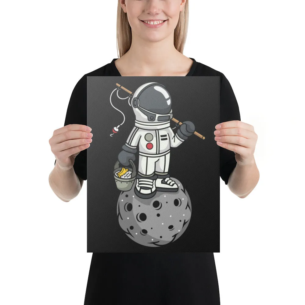 Astronaut | Moon | Fishing | Pop Art | Wrapped Canvas