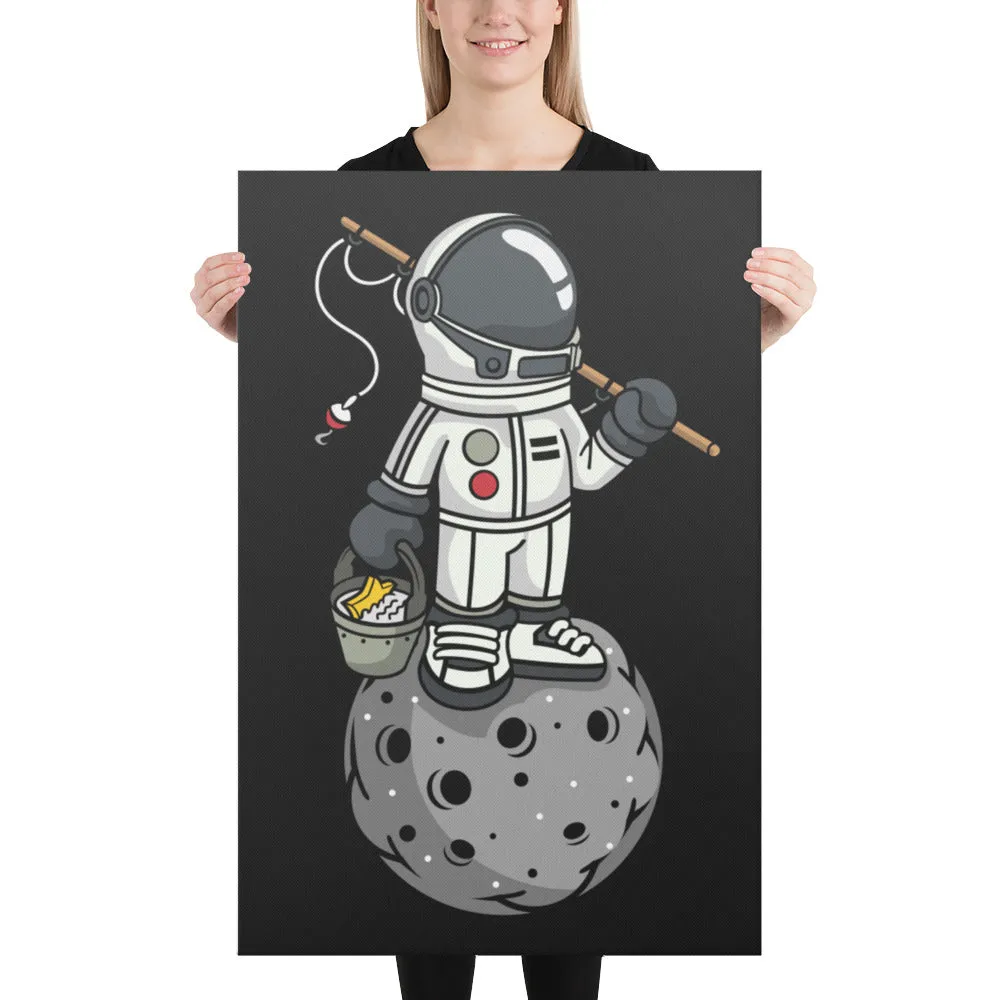 Astronaut | Moon | Fishing | Pop Art | Wrapped Canvas