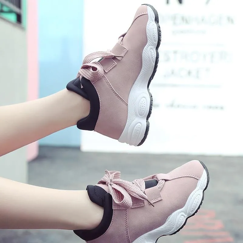 Autumn Winter Comfortable Casual Pig Suede Platform Sneakers for Women