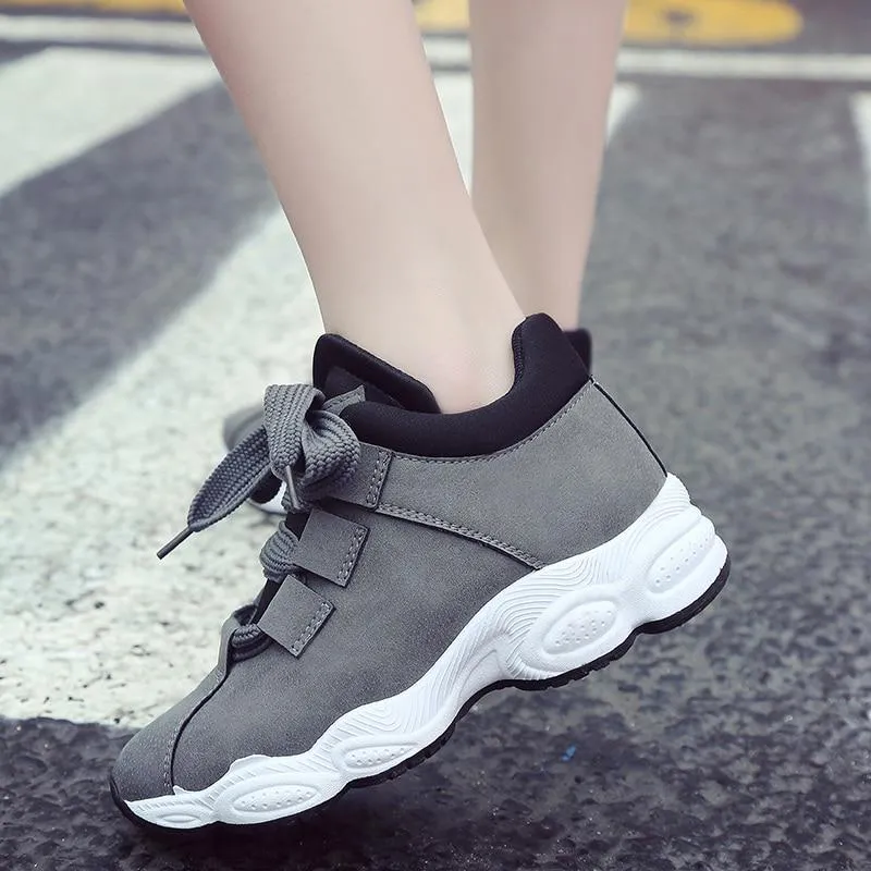 Autumn Winter Comfortable Casual Pig Suede Platform Sneakers for Women