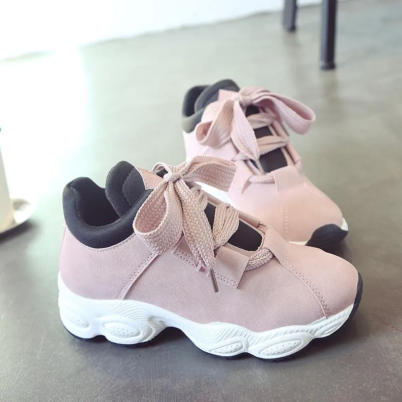 Autumn Winter Comfortable Casual Pig Suede Platform Sneakers for Women