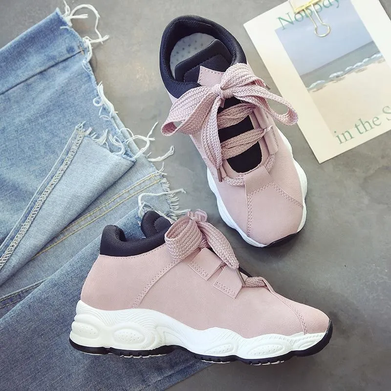 Autumn Winter Comfortable Casual Pig Suede Platform Sneakers for Women