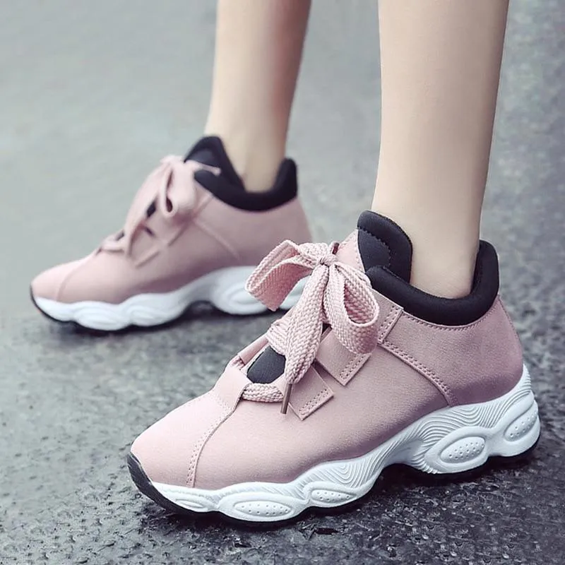 Autumn Winter Comfortable Casual Pig Suede Platform Sneakers for Women