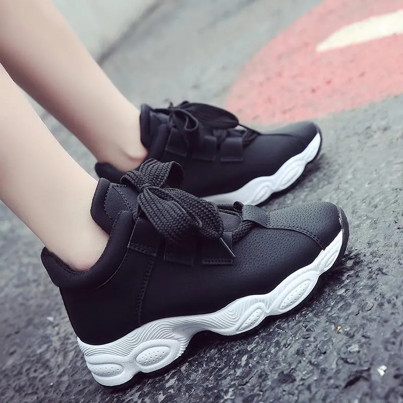 Autumn Winter Comfortable Casual Pig Suede Platform Sneakers for Women