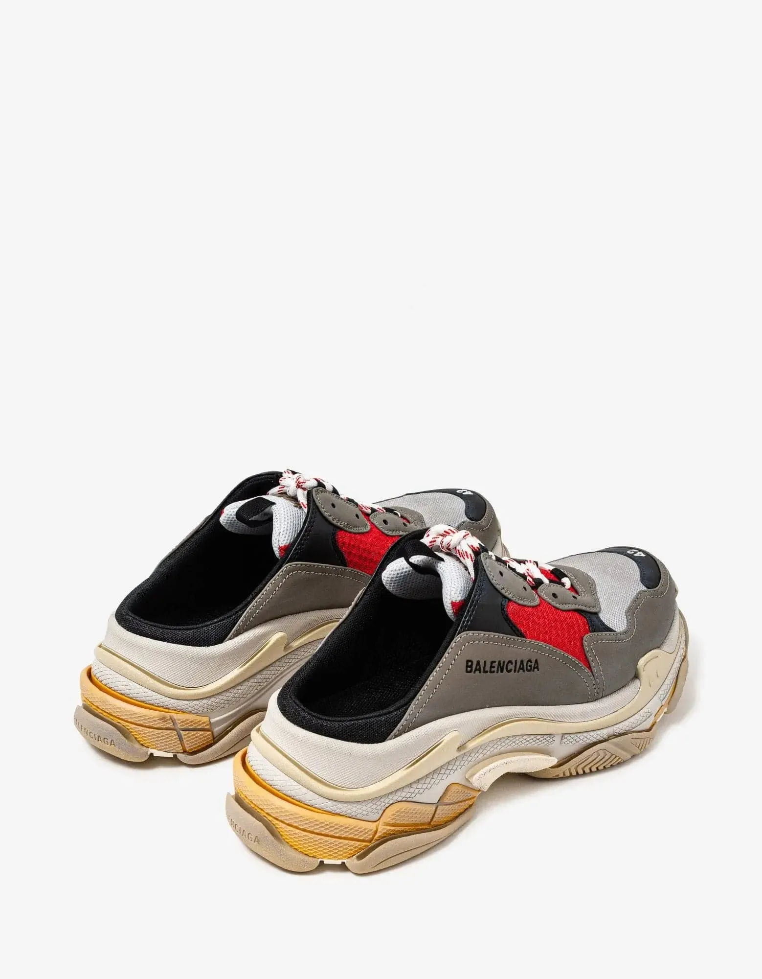 Balenciaga Triple S Grey & Red Mules