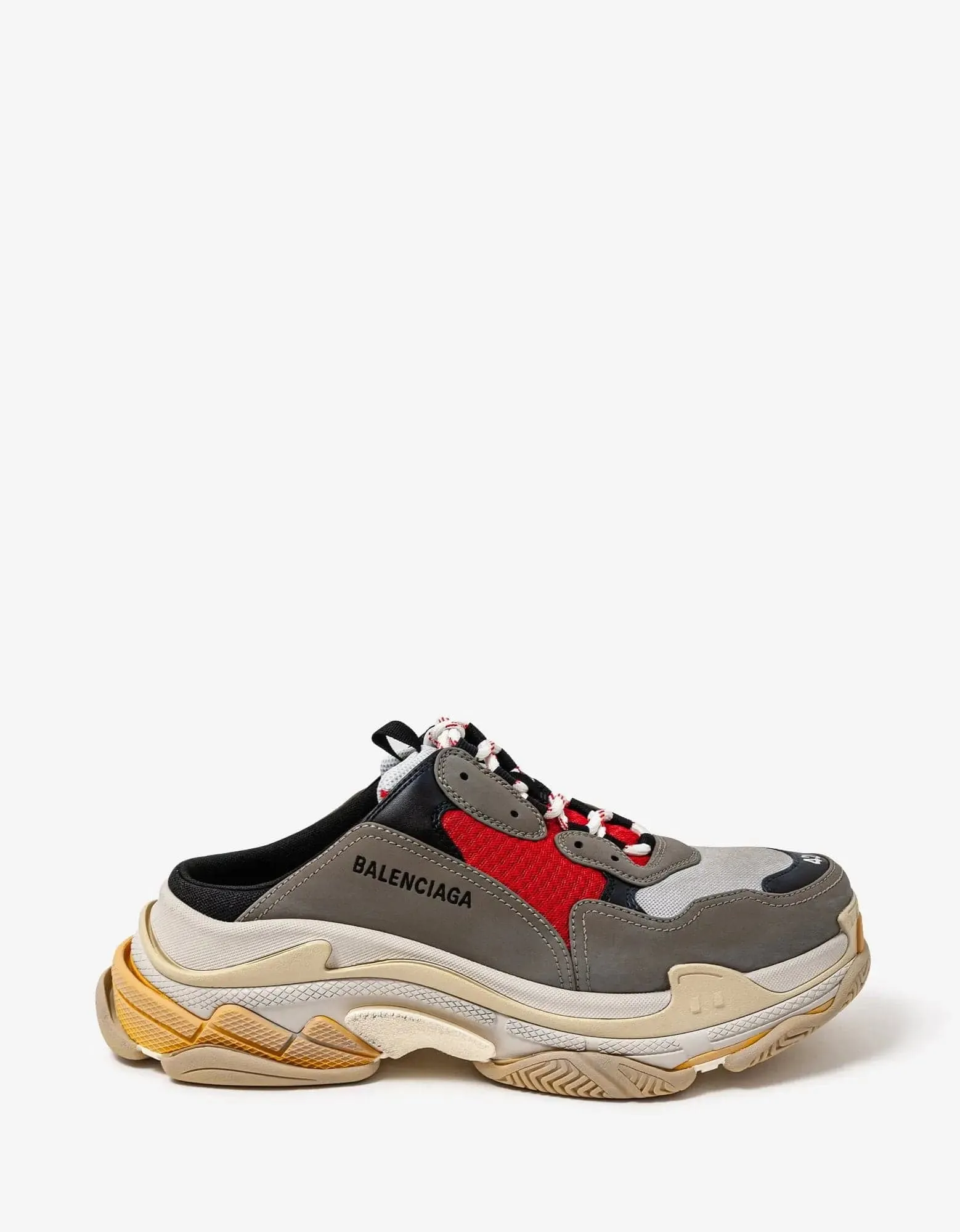 Balenciaga Triple S Grey & Red Mules