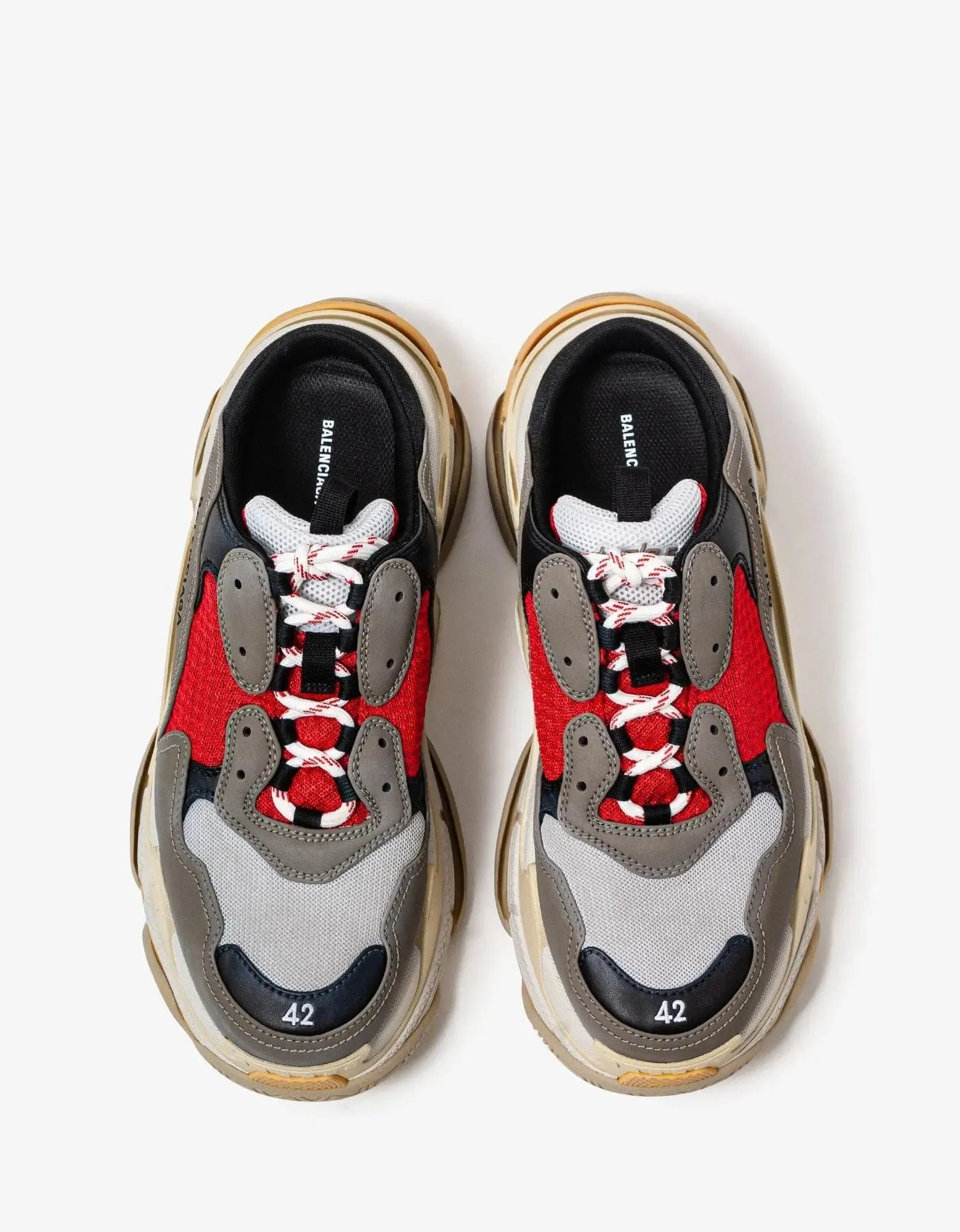 Balenciaga Triple S Grey & Red Mules