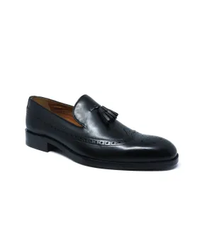 Black Leather Tasselled Loafers