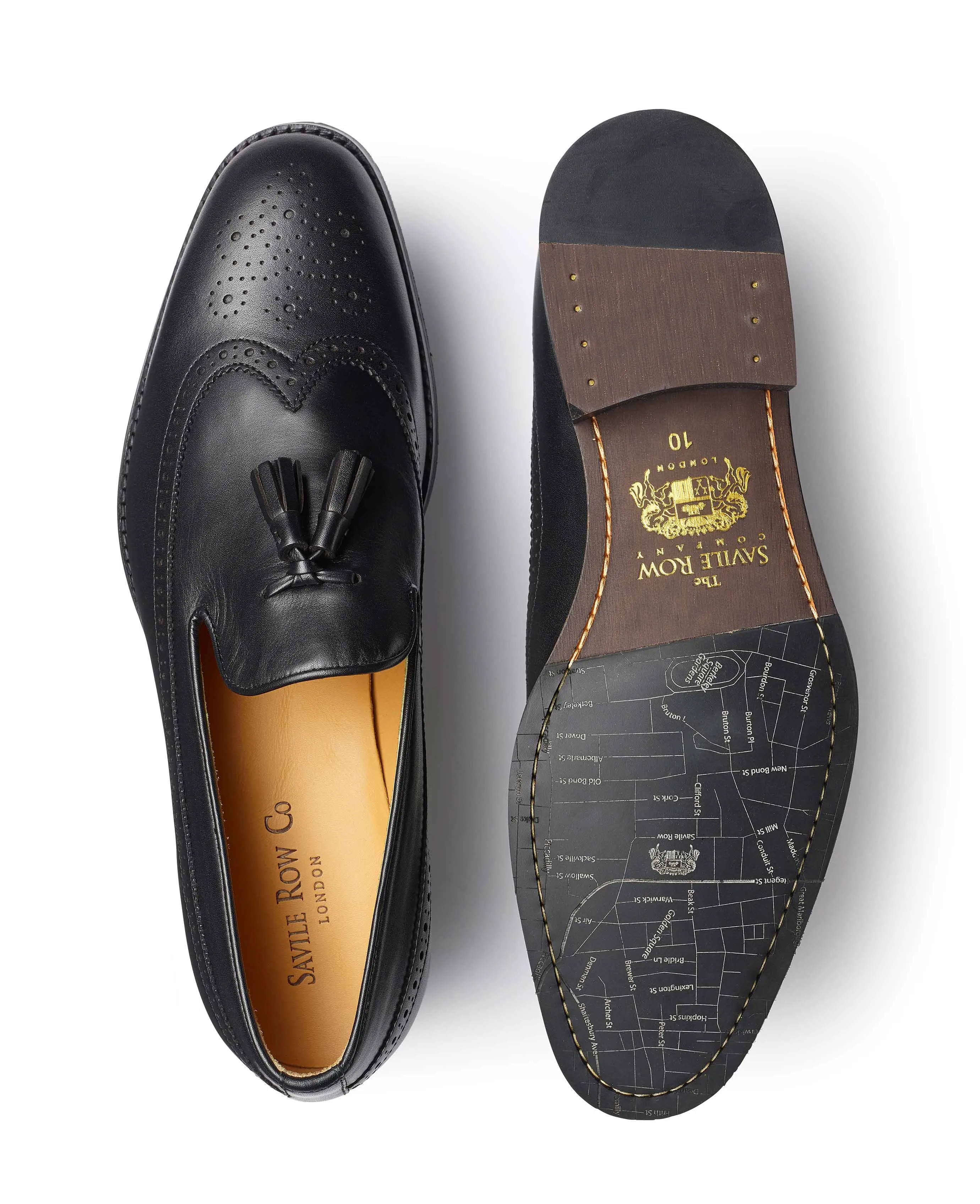 Black Leather Tasselled Loafers