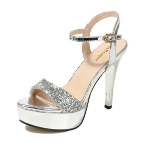 Bling Peep Toe Heels Party Dance Shoes Platform Sandals