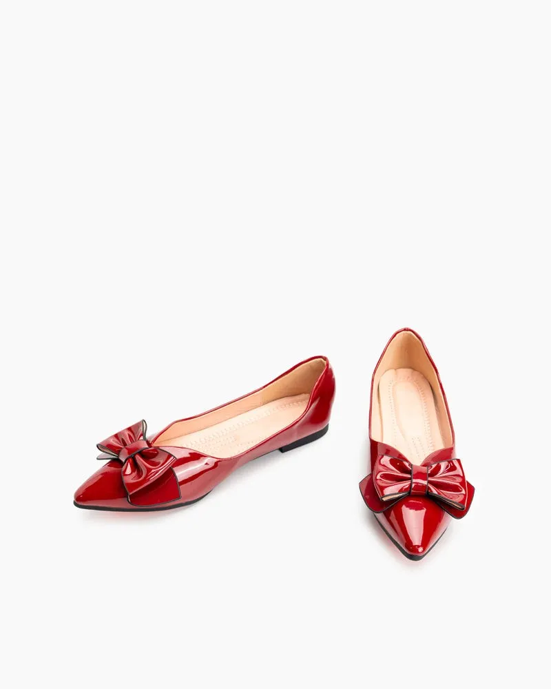 Bowknot Pointed Toe Flat Loafers