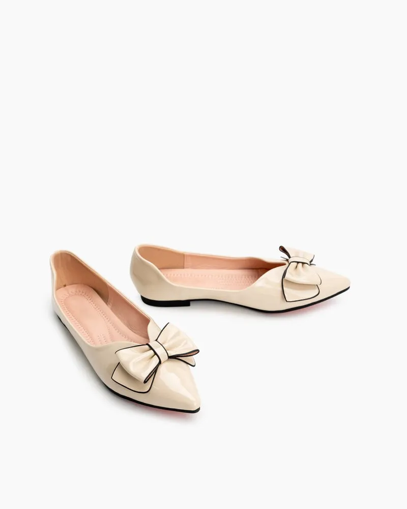 Bowknot Pointed Toe Flat Loafers