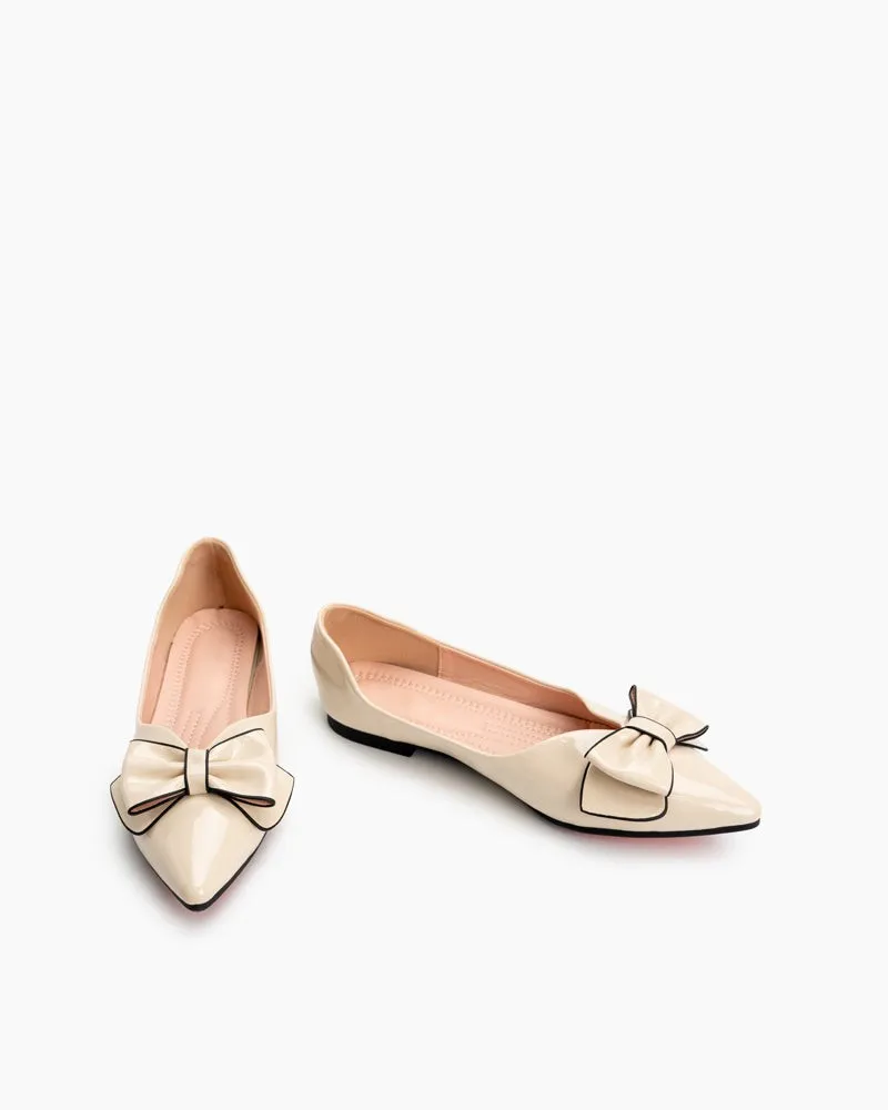 Bowknot Pointed Toe Flat Loafers