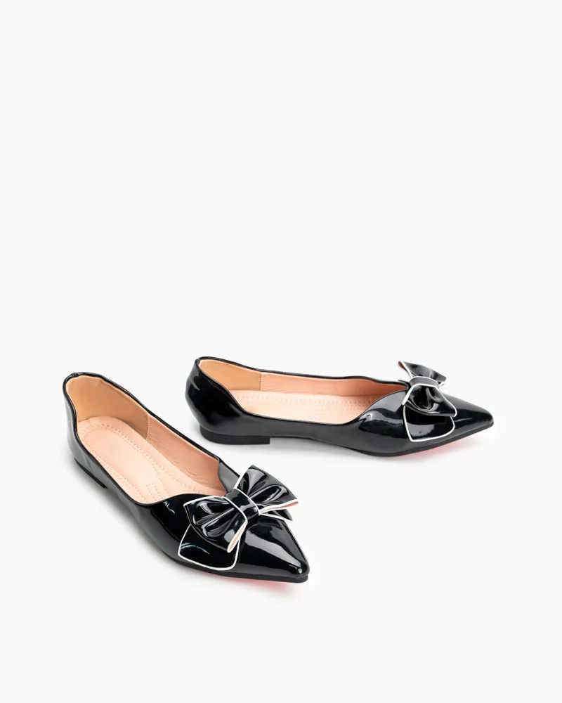 Bowknot Pointed Toe Flat Loafers