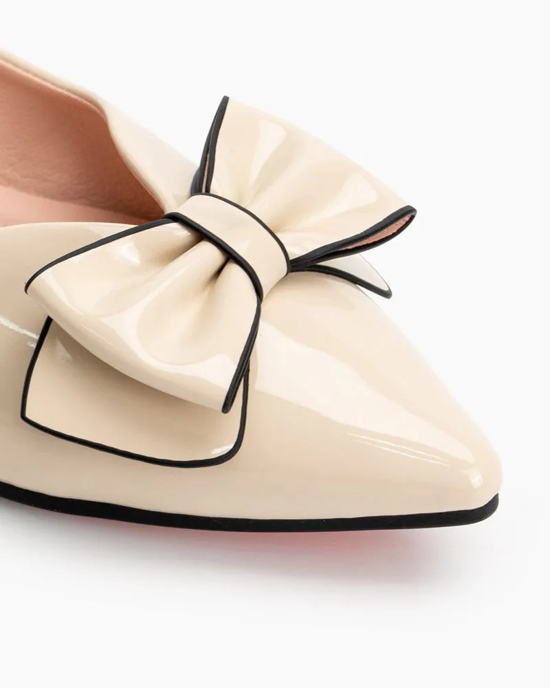 Bowknot Pointed Toe Flat Loafers