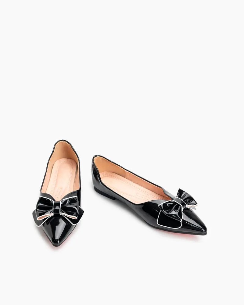 Bowknot Pointed Toe Flat Loafers