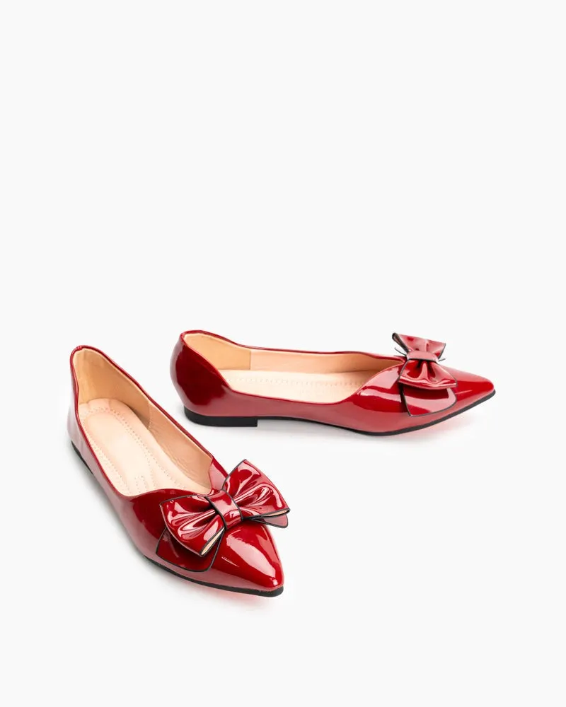 Bowknot Pointed Toe Flat Loafers