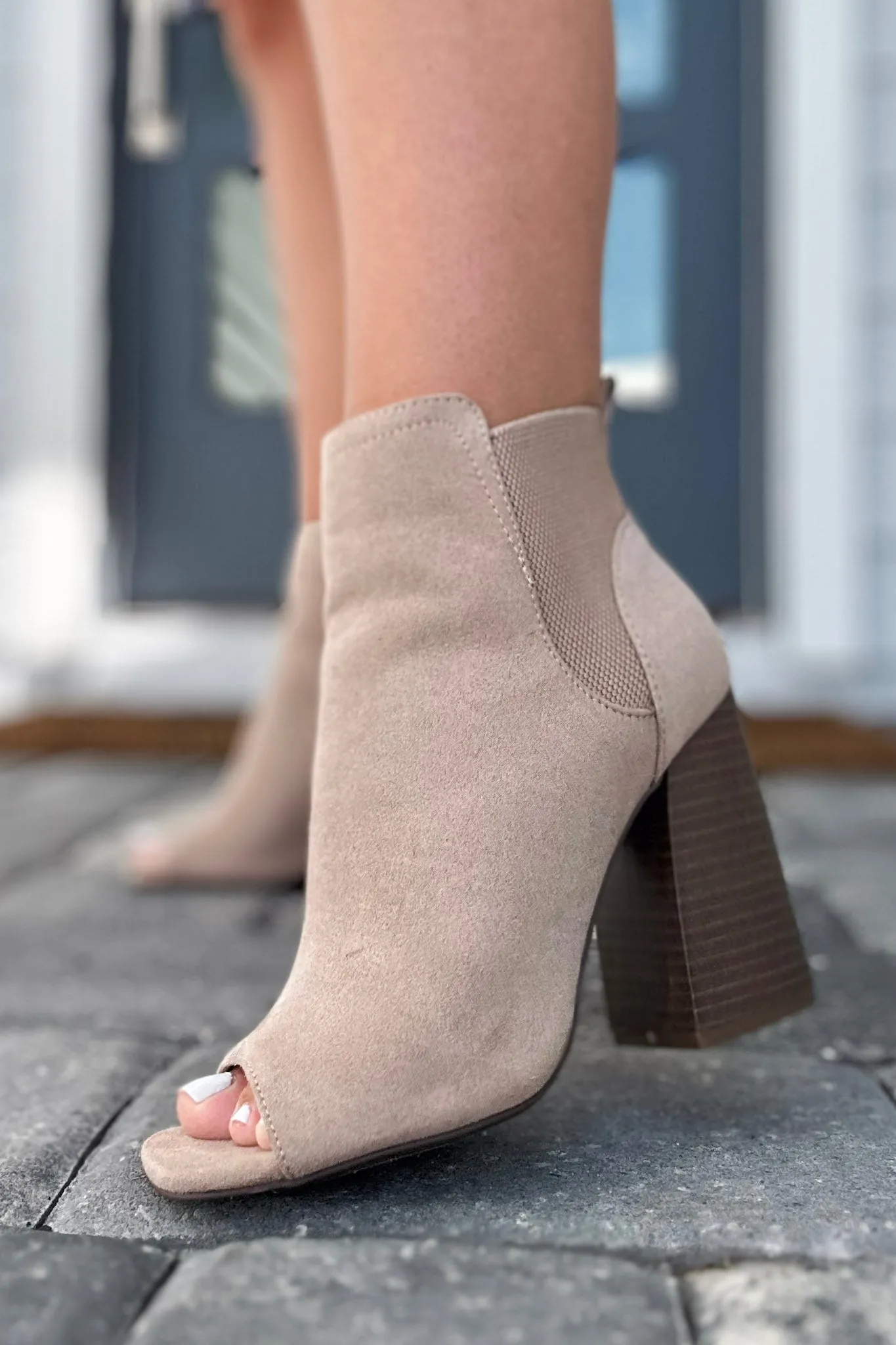 Chandler Peep Toe Booties - Taupe