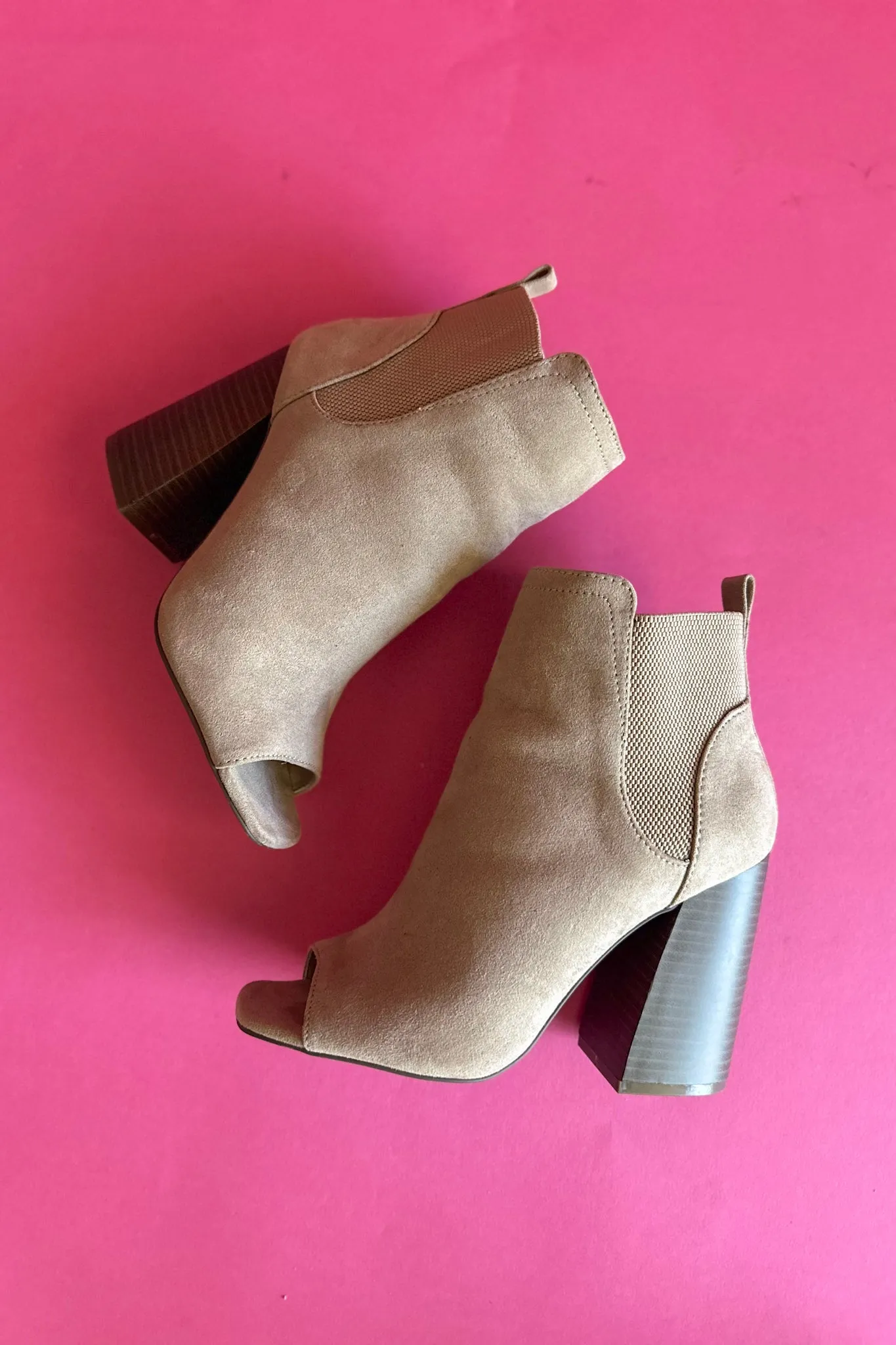 Chandler Peep Toe Booties - Taupe