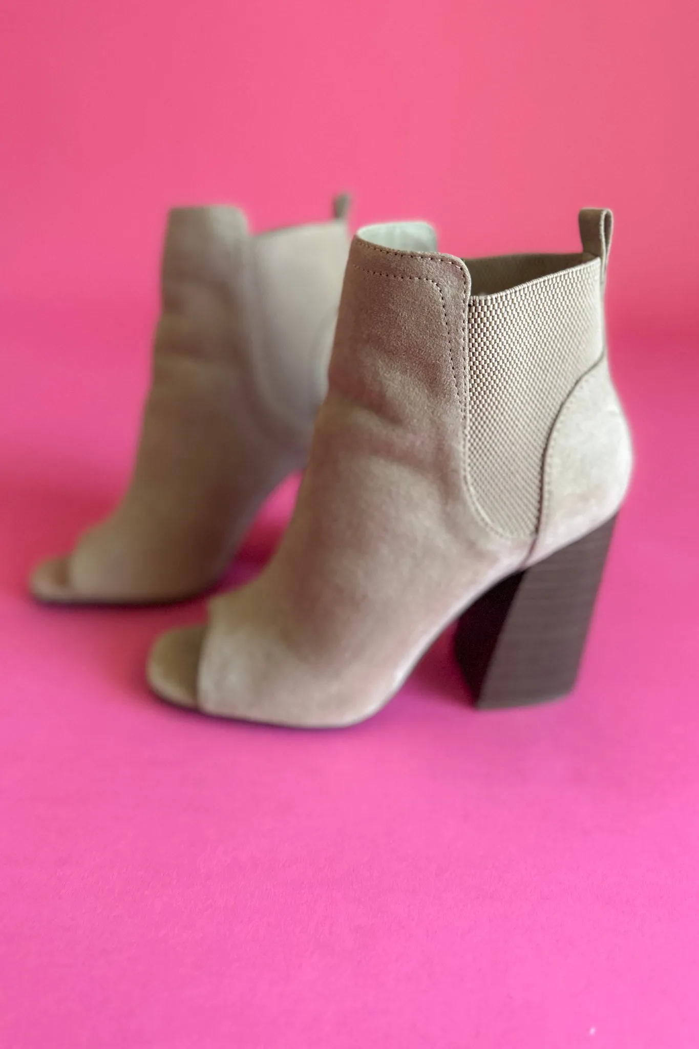 Chandler Peep Toe Booties - Taupe