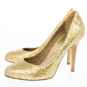 Chanel sequin gold stiletto heel pumps EU 39