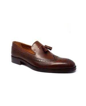 Chocolate Brown Leather Tasselled Loafers