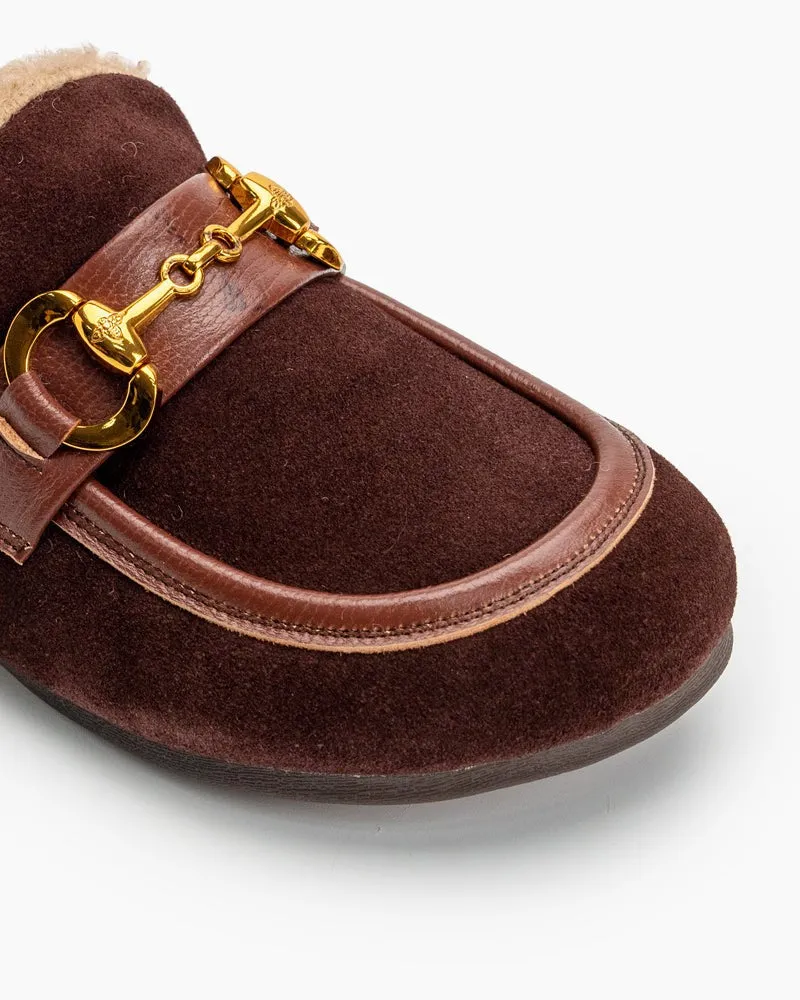 Classic Metal Buckle Suede Moccasin Indoor Outdoor Slipper Loafers