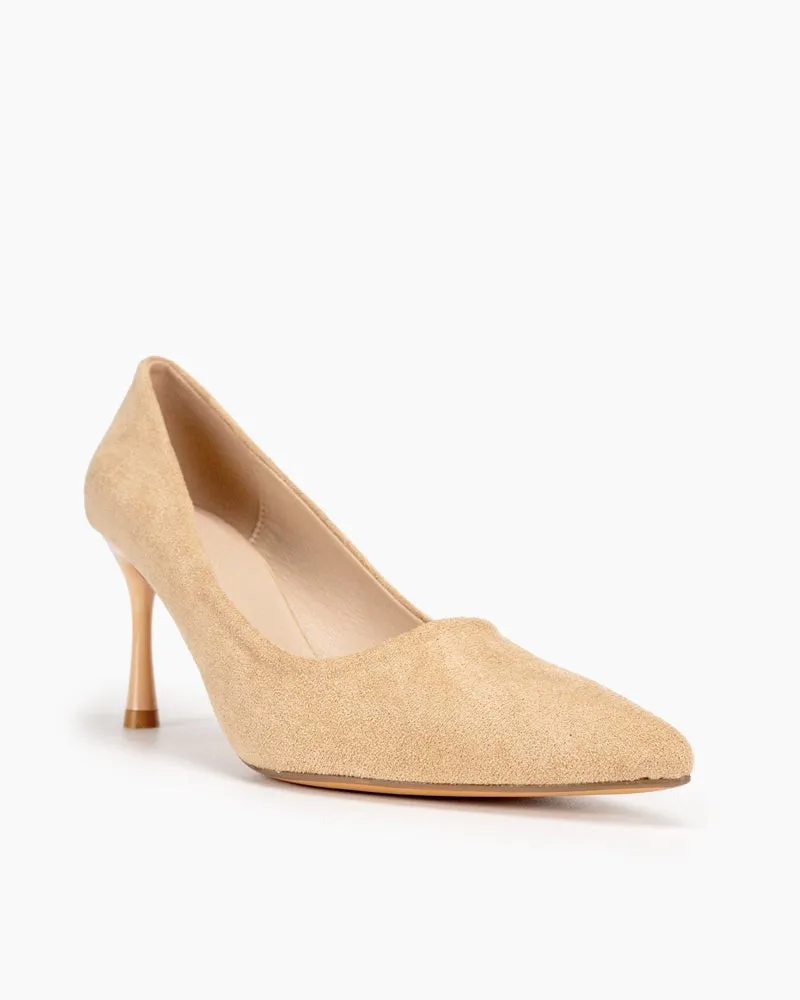 Classic Suede Office Pointed Toe Dressy High Heel Dress Pumps