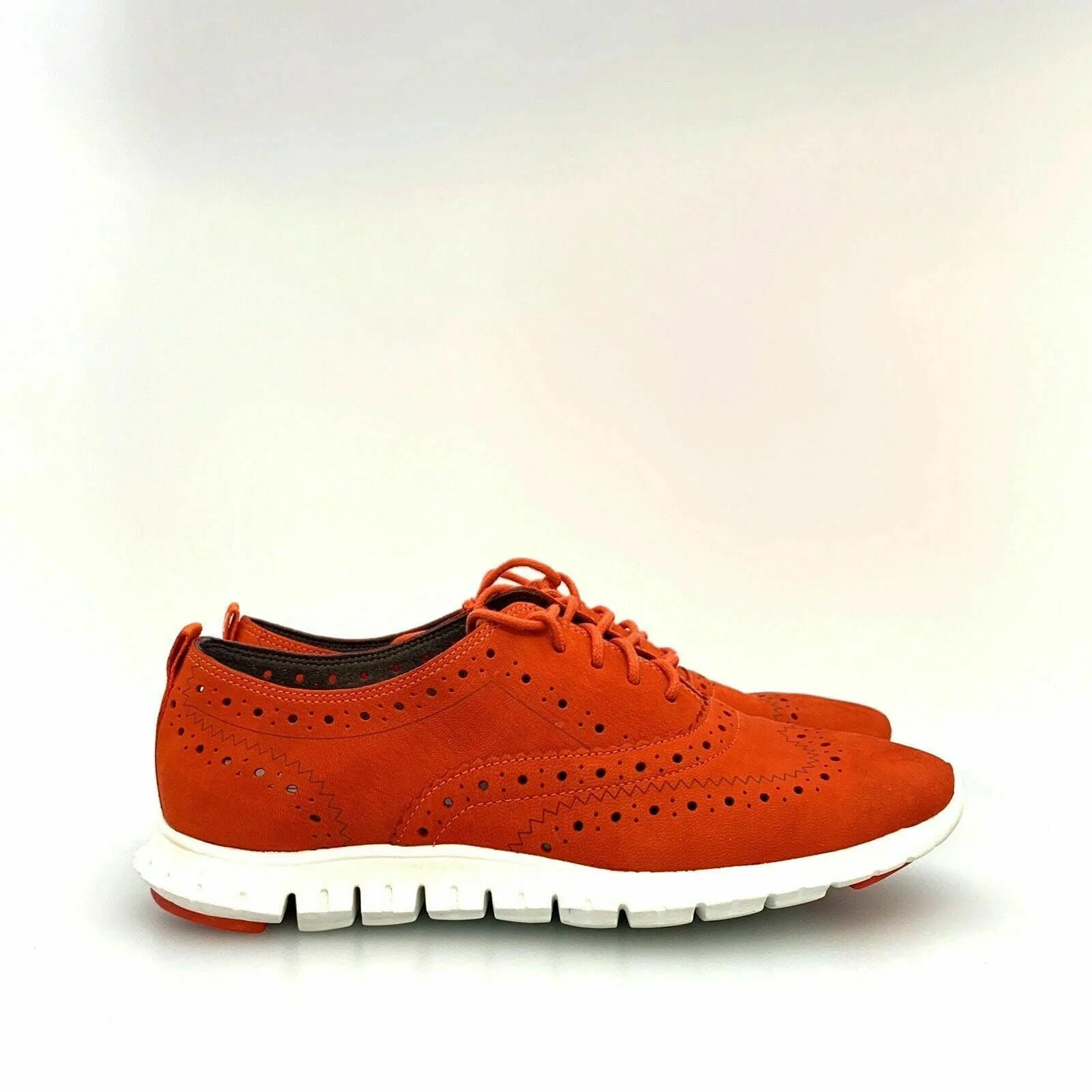 Cole Haan Womens ZeroGrand Wingtip Oxford Sneakers | Size 5B | Burnt Orange Suede | Lightweight Sole | EUC