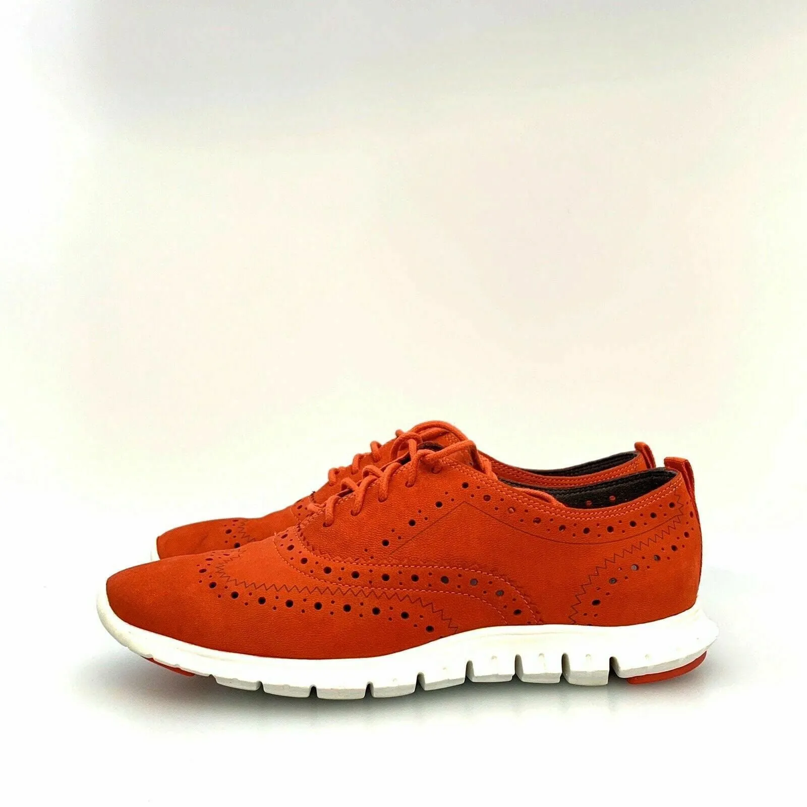 Cole Haan Womens ZeroGrand Wingtip Oxford Sneakers | Size 5B | Burnt Orange Suede | Lightweight Sole | EUC