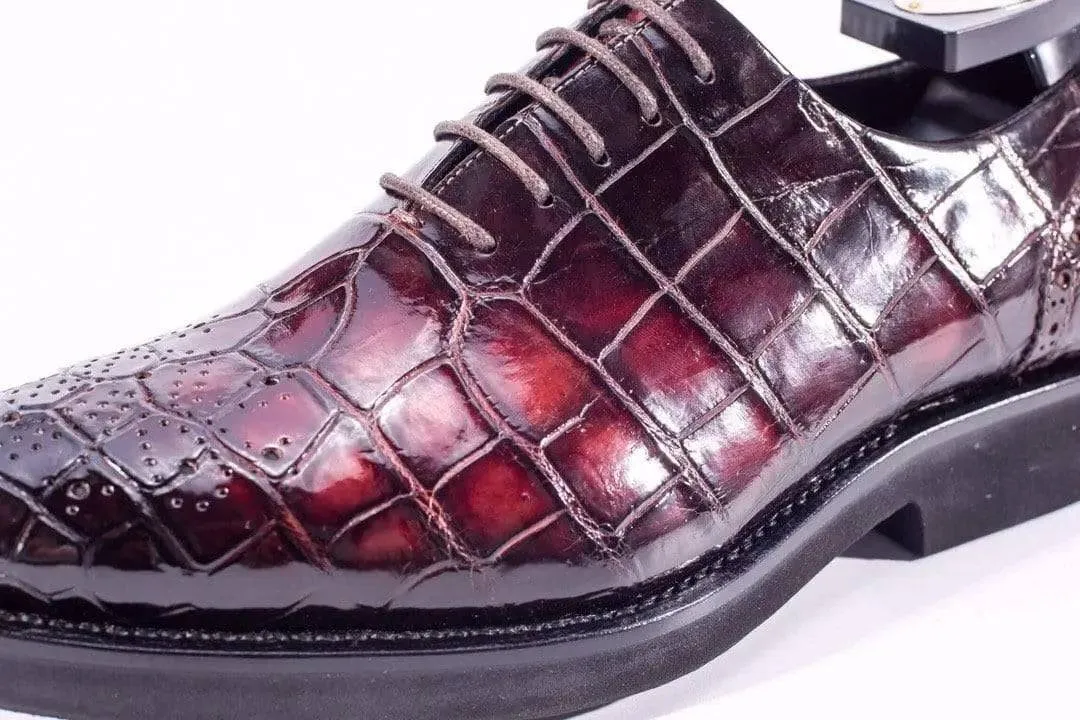 Crocodile Shoes Brouge Shoes ,Crocodile Leather Lace-Up Shoes