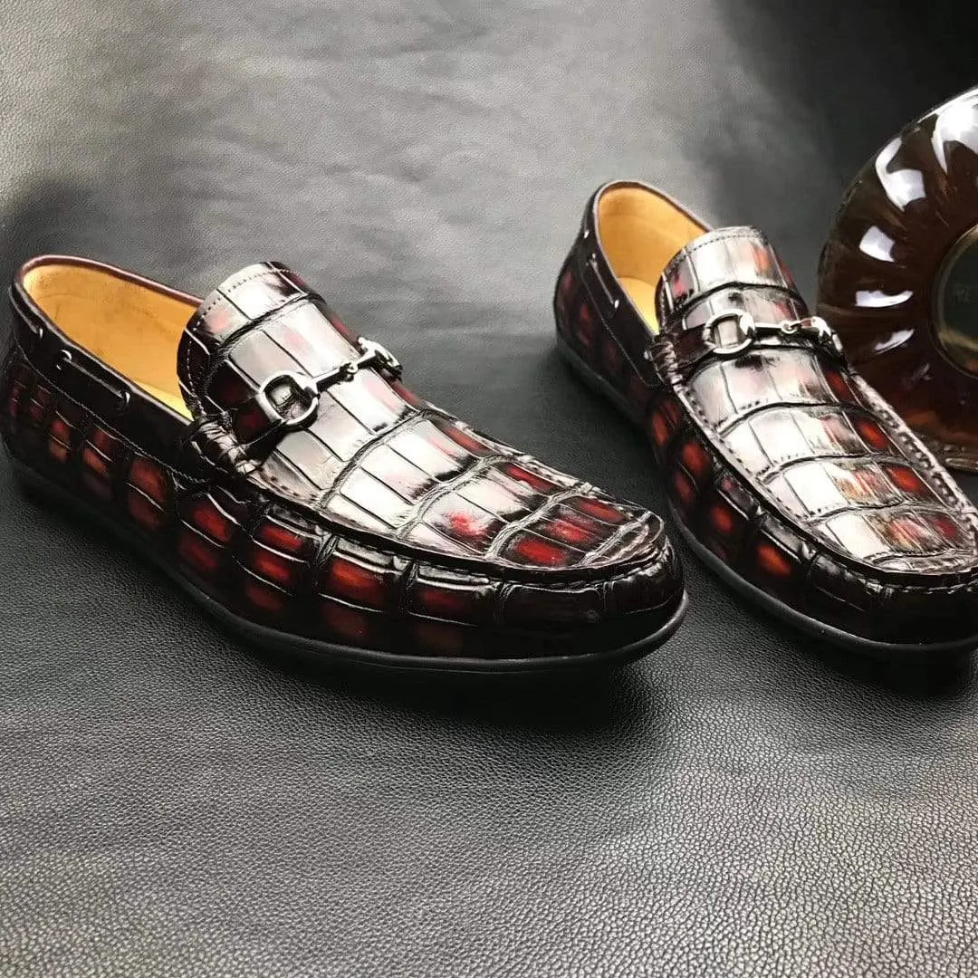 Crocodile Shoes Genuine Crocodile Leather Penny Casual Tassel Horsebit Loafers