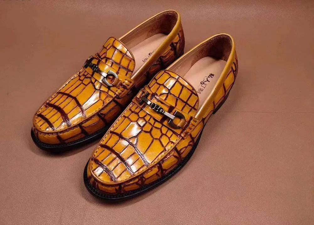 Crocodile Shoes Genuine Crocodile Leather Penny Loafers  Slip-On Shoes