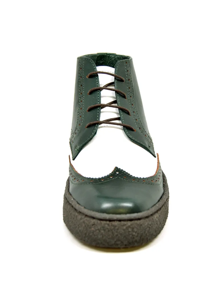 Custom Order Playboy Green & White Leather Wingtip Shoes -  Limited Edition