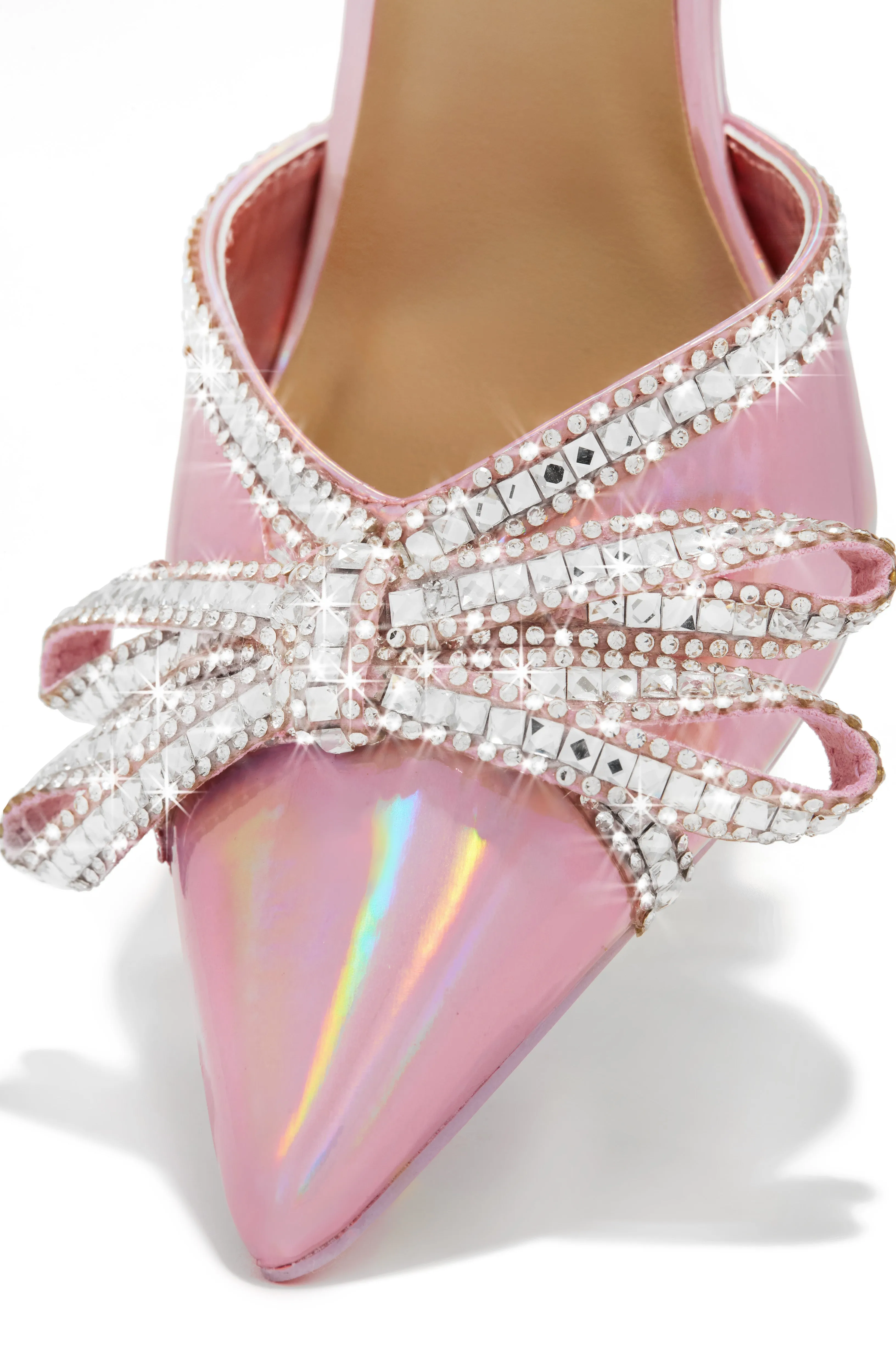 Devoted Embellished Ankle Strap High Heel Pumps - Pink