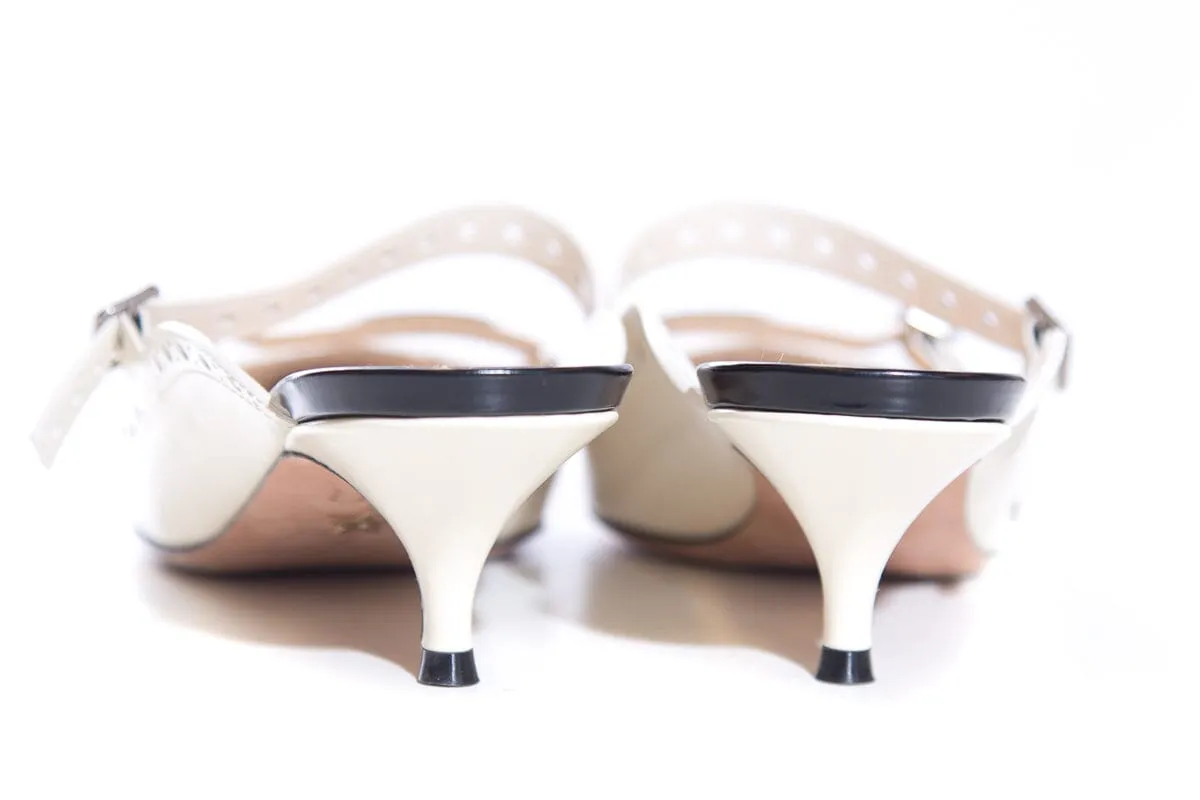 Dior White & Black Kitten Heels SZ 39.5