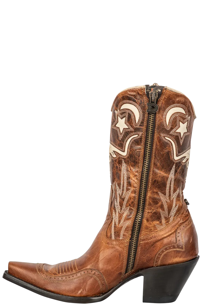 Double D by Old Gringo Longhorn Pee Wee Cowgirl Boots - Brown