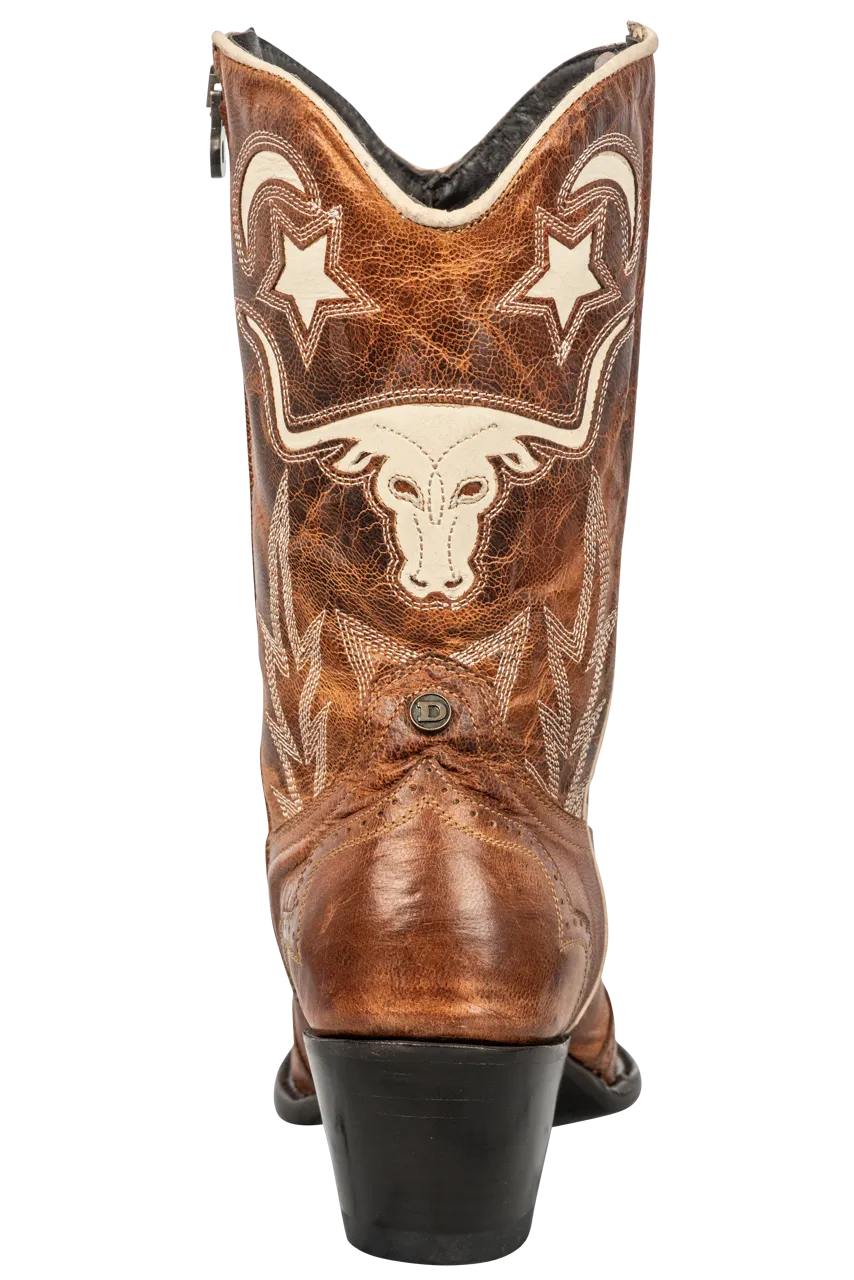 Double D by Old Gringo Longhorn Pee Wee Cowgirl Boots - Brown