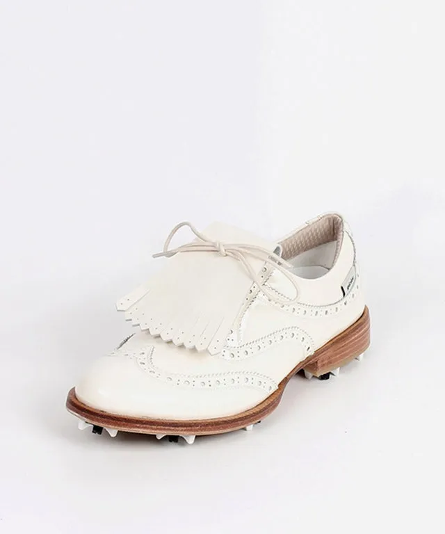 Giclee Unisex Classy Patent Premium Leather Golf Shoes - Ivory