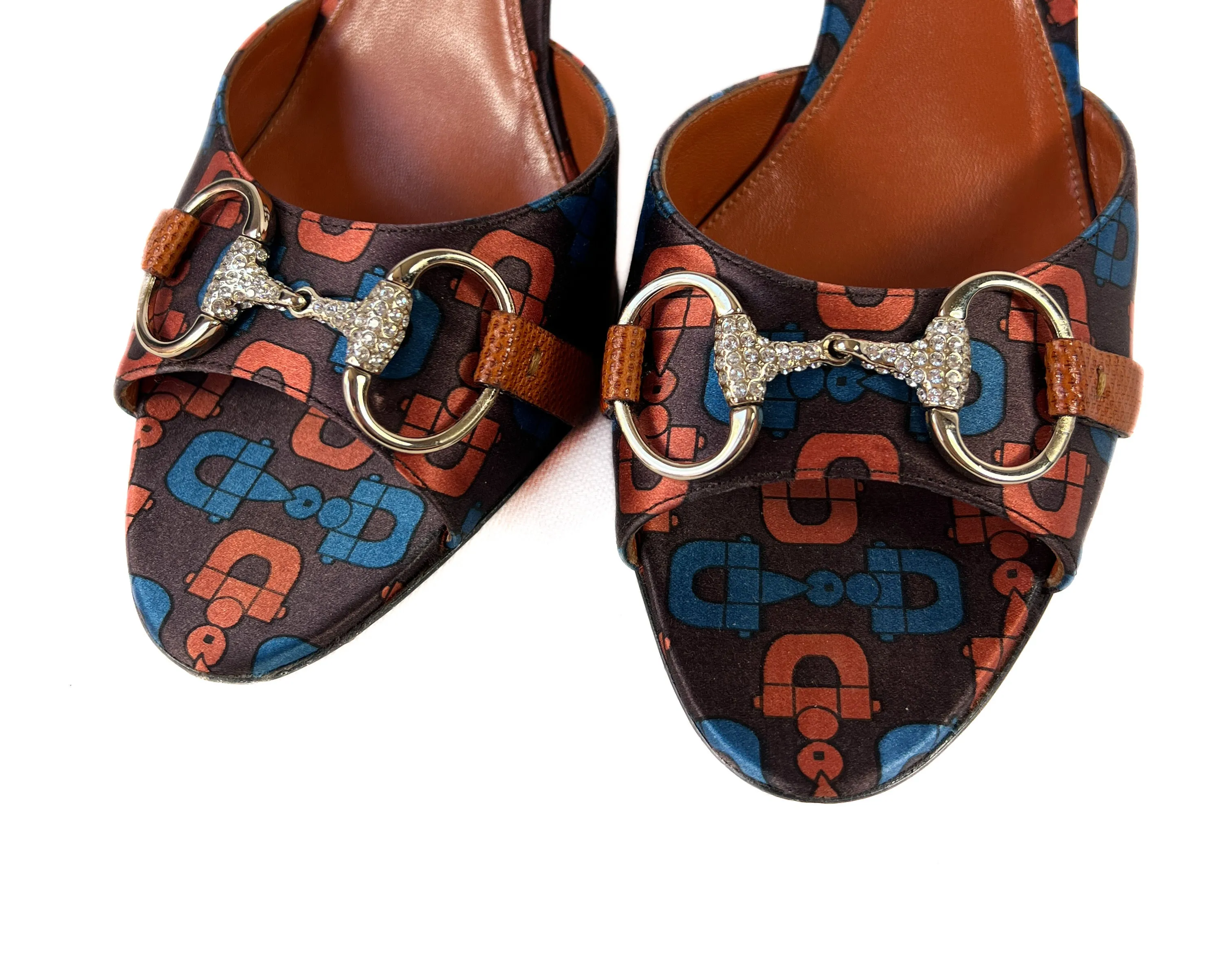 Gucci multi color horsebit print slides size 9 BOX