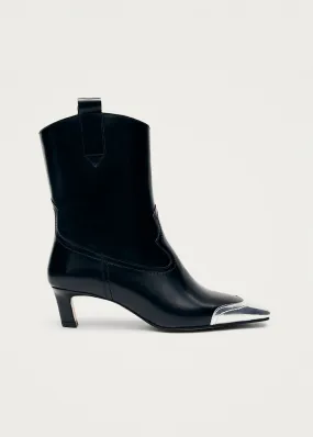 Hudson Shimmer Bicolor Black Silver Leather Ankle Boots