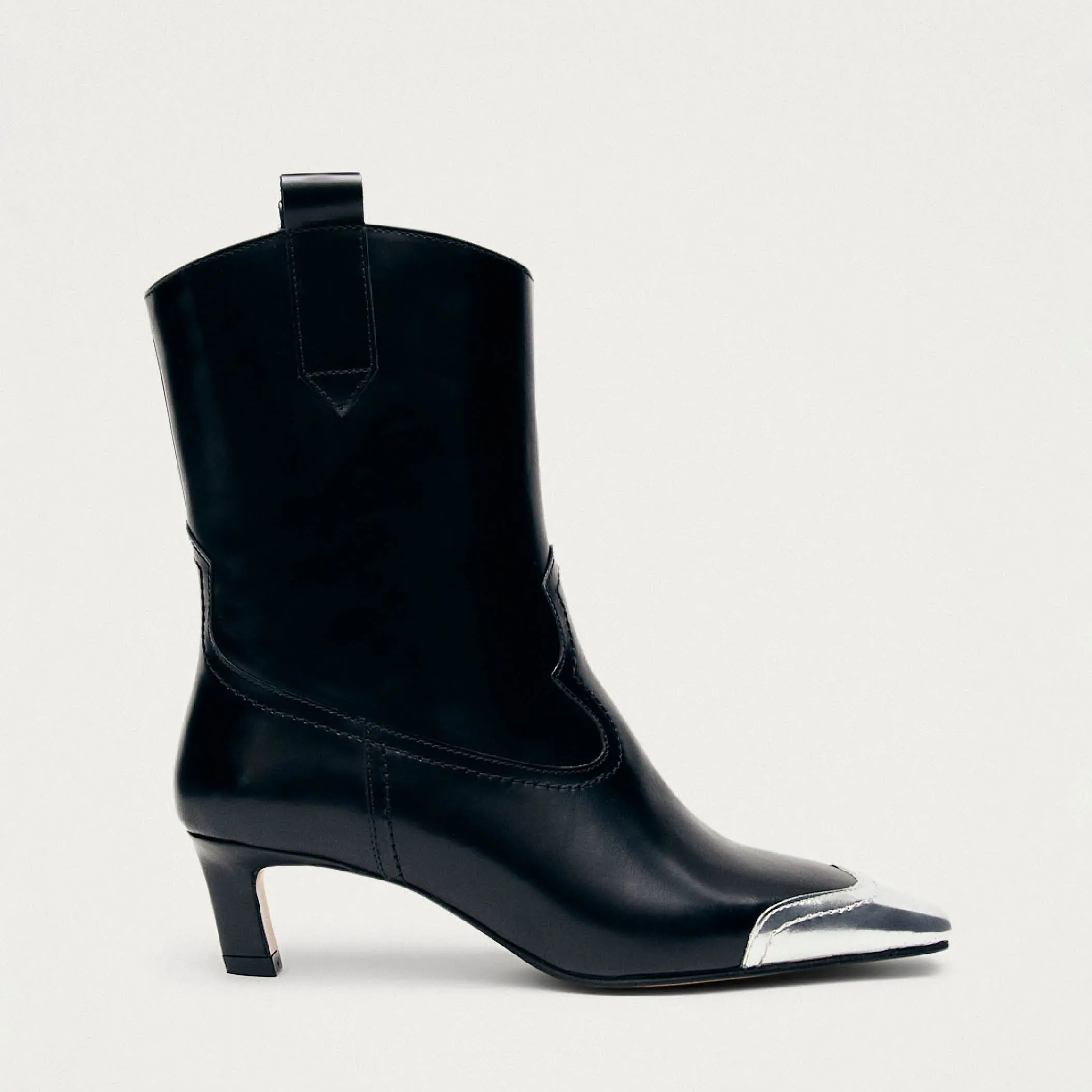 Hudson Shimmer Bicolor Black Silver Leather Ankle Boots