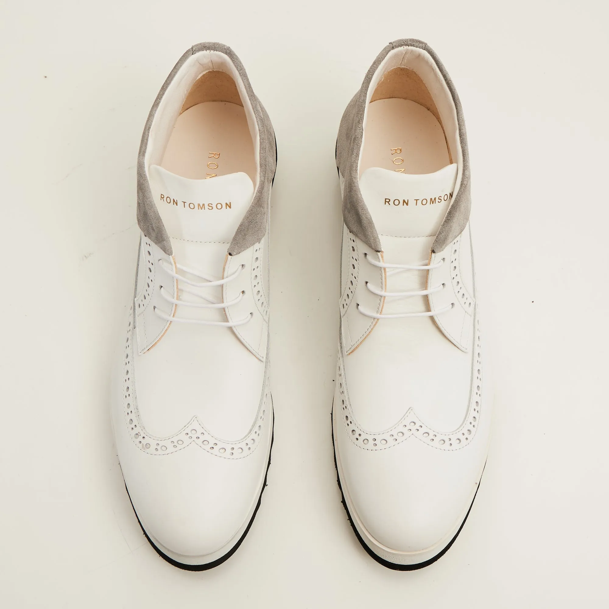 Leather Wingtip Sneaker Boots - White