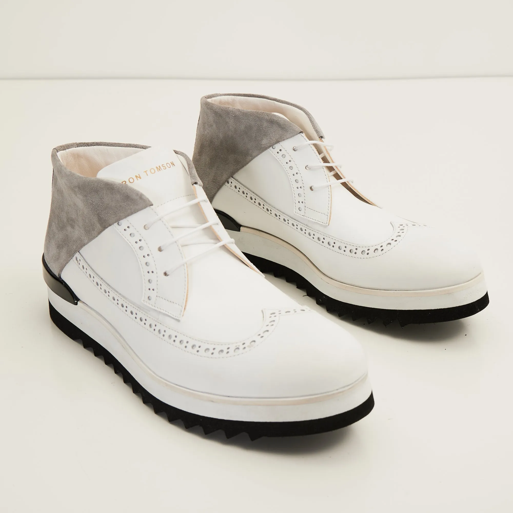 Leather Wingtip Sneaker Boots - White