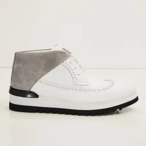 Leather Wingtip Sneaker Boots - White