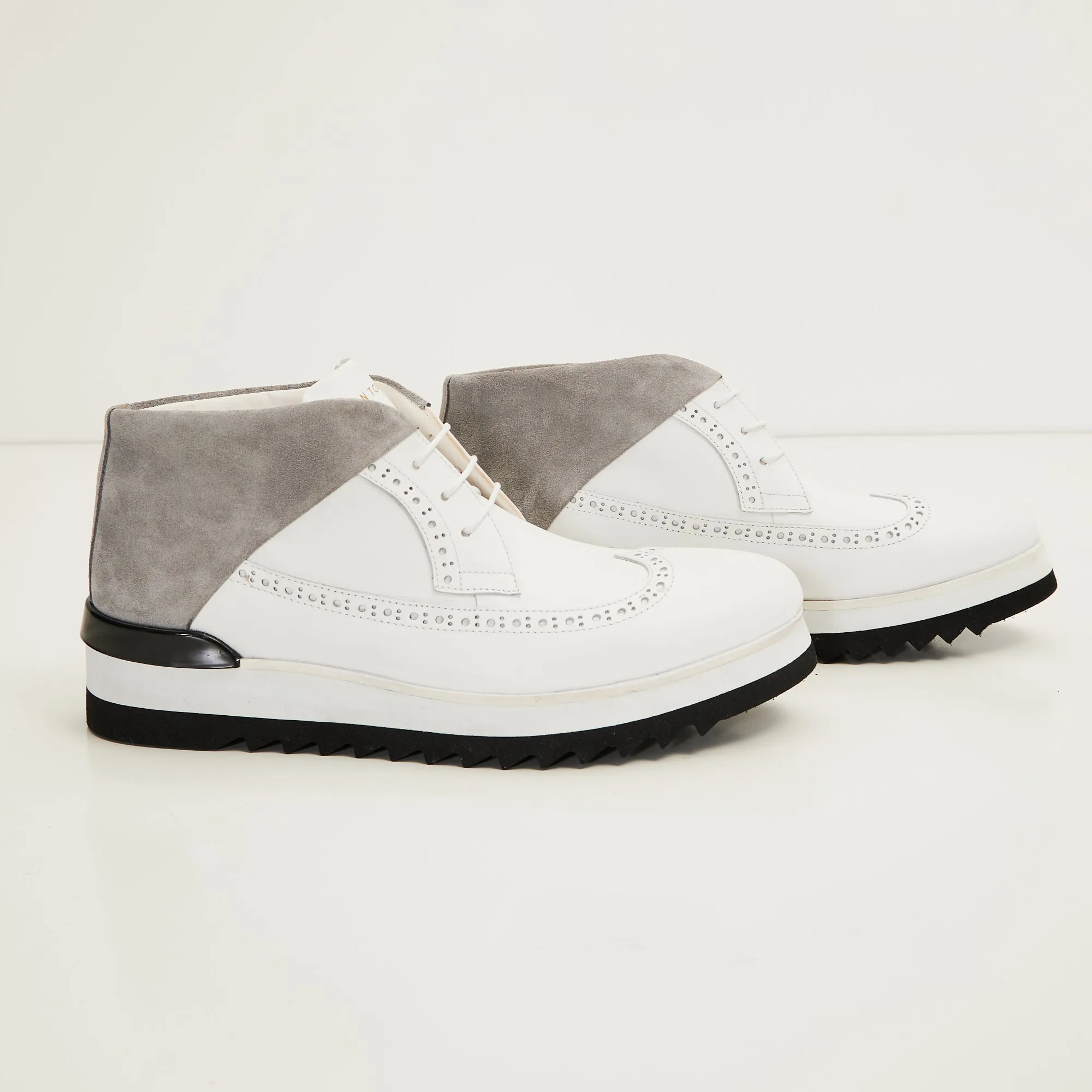 Leather Wingtip Sneaker Boots - White